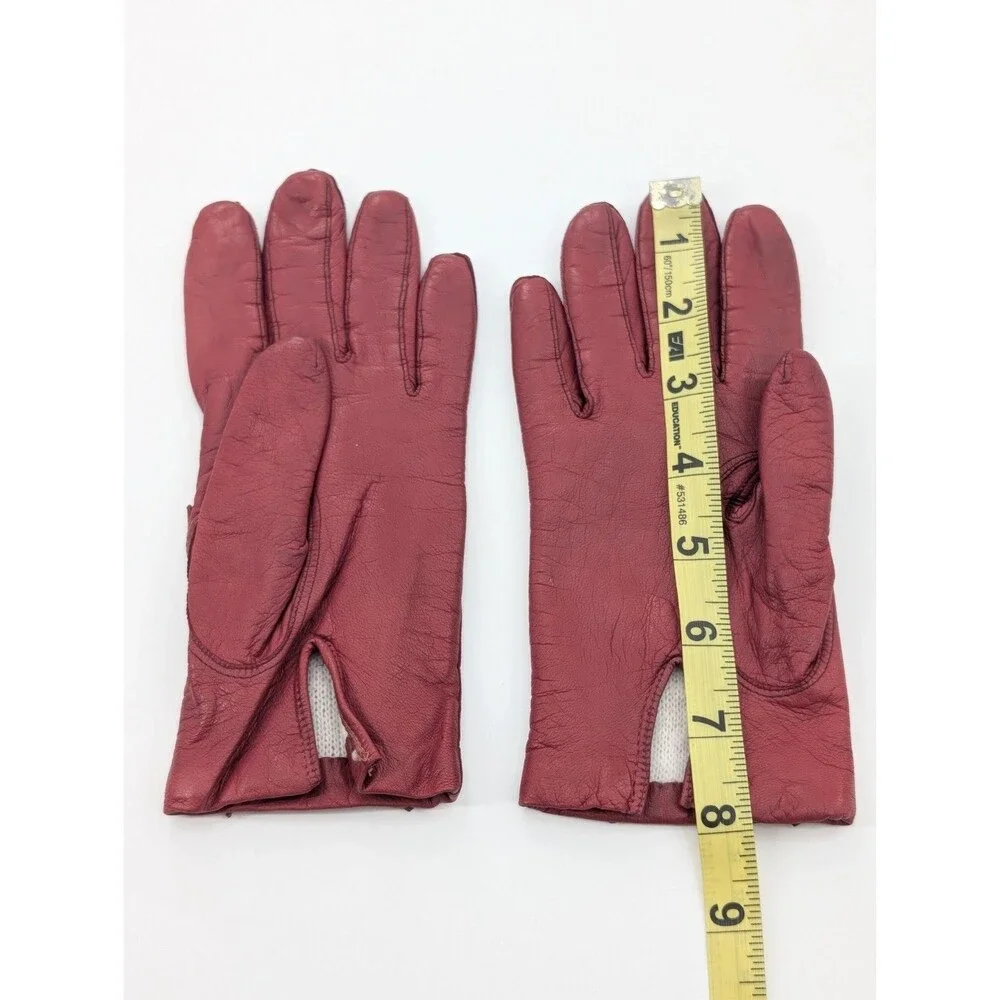 Carson Pirie Scott Vintage Red Leather Gloves Made In Italy Size 6 1/2 Small XS